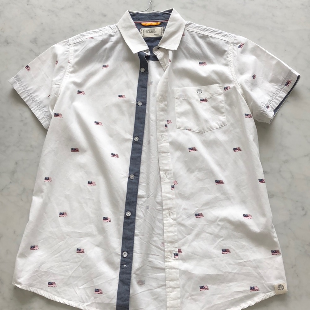 American flag button up shirt